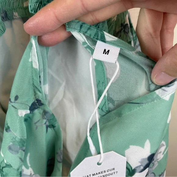 Green White Floral Maxi Boho Bohemian Long Dress New Women Medium - Picture 4 of 8